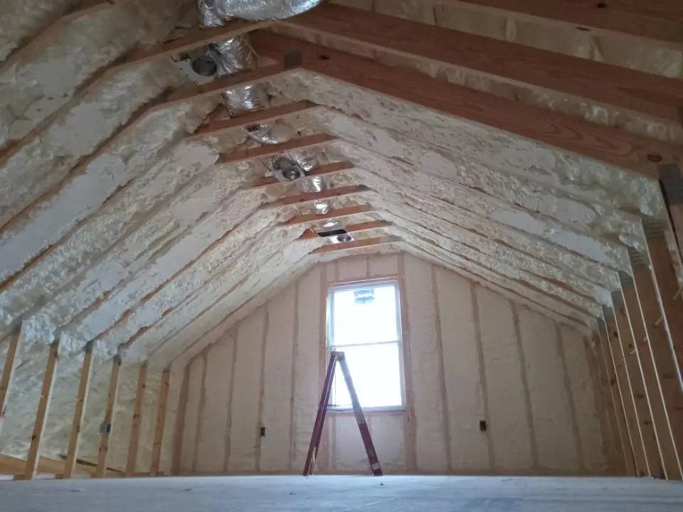 Spray foam roofing application for Crawl Space Insulation project in Millis